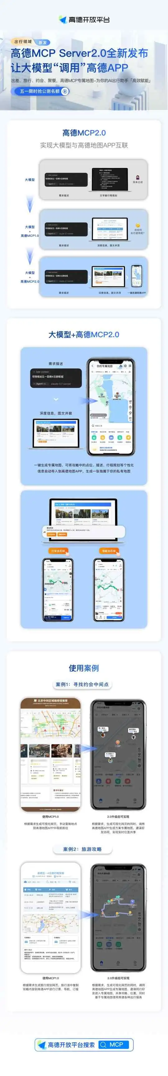 高德MCP 2.0发布，一键将AI生成的攻略转为专属地图